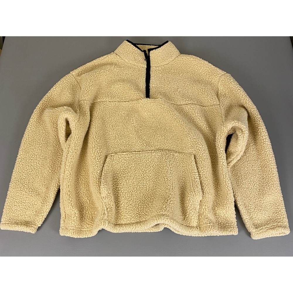 No Boundaries Sherpa Pullover Sweatshirt Women's 2XL Faux Fur  Half Zip Cream‎